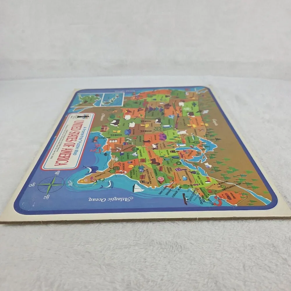 Vintage 1968 Rainbow Works USA‎ Frame Tray Puzzle Map Complete Educational